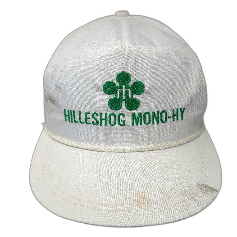 K-Products Trucker White Hat OS Rope Brim Hilleshog Mono-Hy Vintage